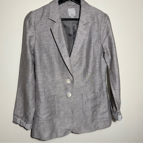Halogen grey Cotton Linen Blazer Jacket Size Medium - Picture 3 of 10